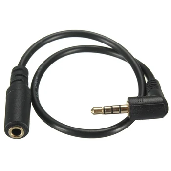 

1pc 25cm 90 Degree Right Angled Audio Cable 3.5mm 4 Pole Male to Female Audio Cable Steteo Adapter for Earphone Jack