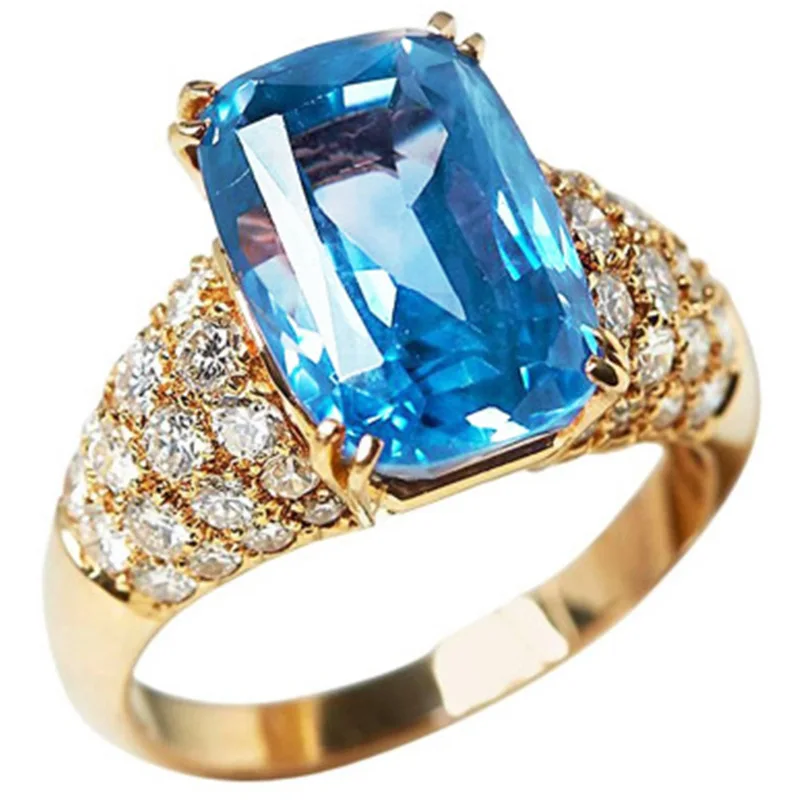 

Milangirl Blue Zircon color rings Fahion brand Sparkling Party jewelry s Male And female Rings