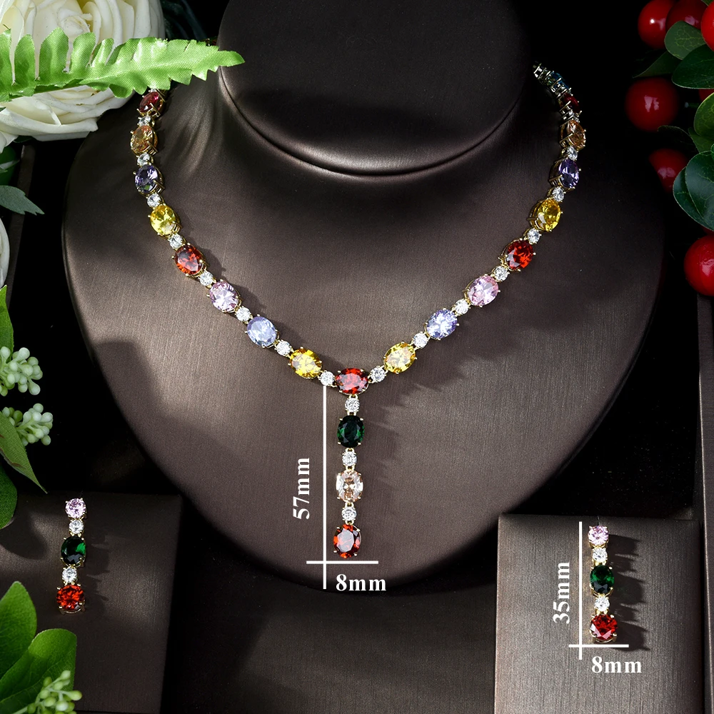 HIBRIDE parrure bijoux femme mariage AAA кубический цирконий для невесты набор украшений для женщин Подарочные серьги и кулон наборы N-1081