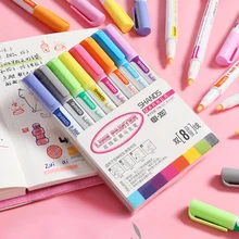 8 цветов, контурные маркеры с двумя линиями, цветные ручки для скрапбукинга, ручки для рисования, ручки для изготовления открыток, букв, сделай сам, стационарные