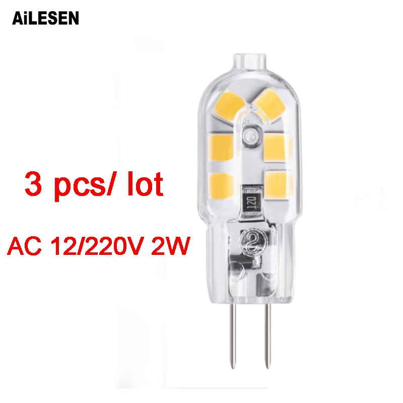 3 шт. светодиодный лампы 2 Вт G4 светильник лампочка переменного тока 220V 12V