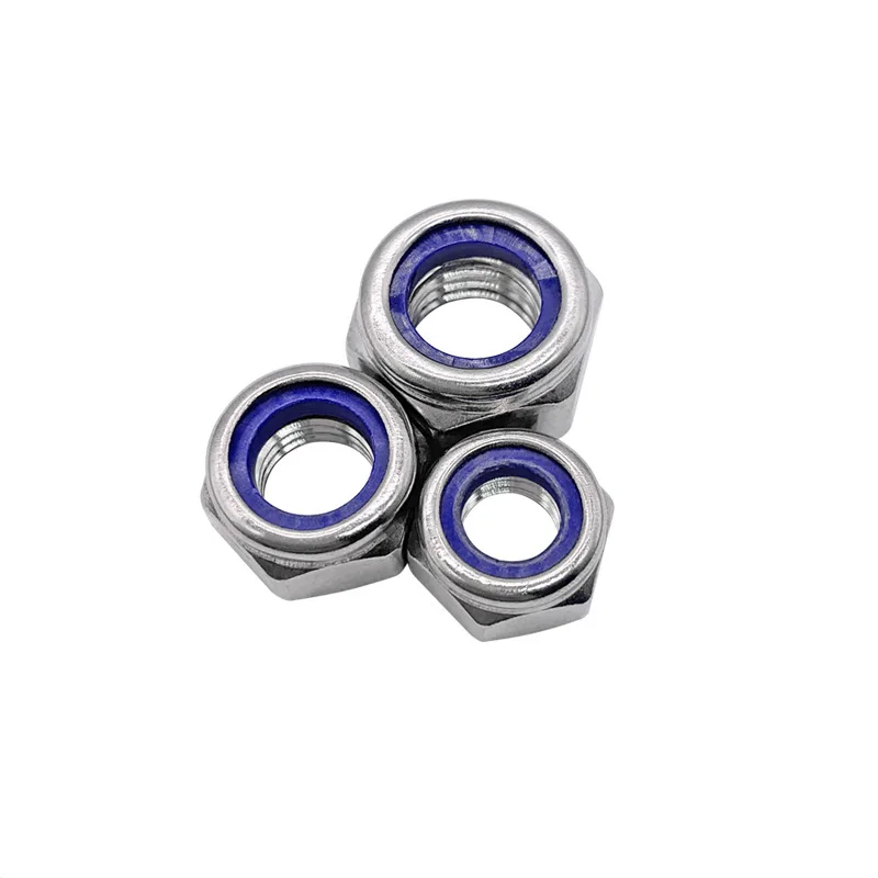 20pcs 10#-32 hex lock nuts nylon locke fine teeth hexagon nut muff sleeve stainless steel screw