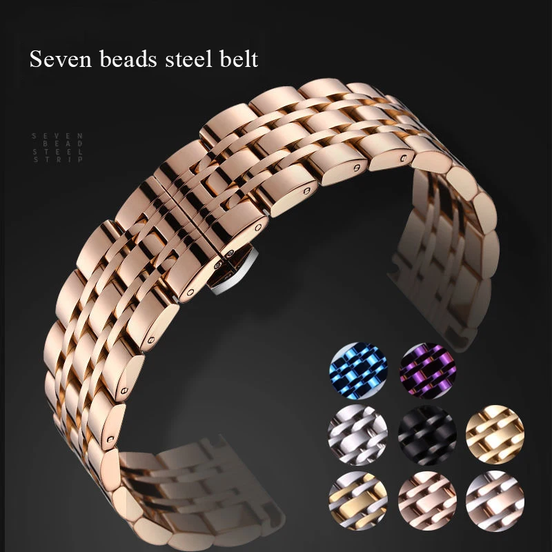Elegant Stainless Steel Adjustable Watch Band - Premium Metal Strap in Multiple Sizes