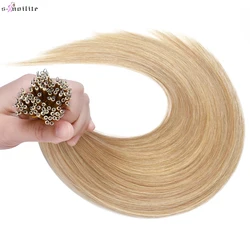 S-noilte 1g/strand Nano Rings Straight Human Hair Hair Extensions Micro Bead Pre-bonded 18inch 50pcs Natural Non-Remy Blonde