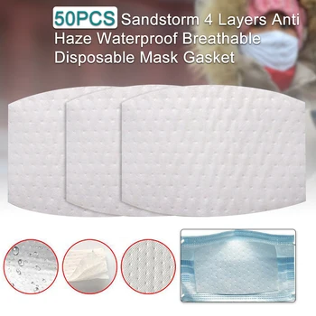 

50pcs Non Woven Anti Haze Waterproof Breathable Disposable Mask Gasket Daily Hospital Sandstorm Filter Pad 4 Layers Dustproof