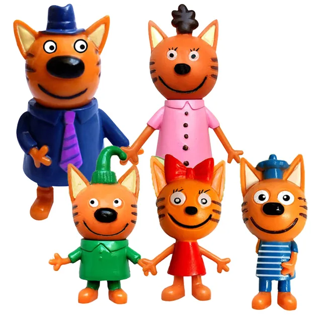 5 Pcs Russian Anime Kitten Doll Cartoon Toys Russian Cat Statue Children Christmas Toys Plastic 1