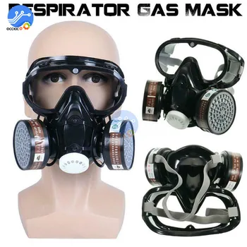 

Chemical Gas Mask Respirator Safety Work Filter Dust Proof With Goggle Full Face Cover Gas Mask Self Protect Accessary
