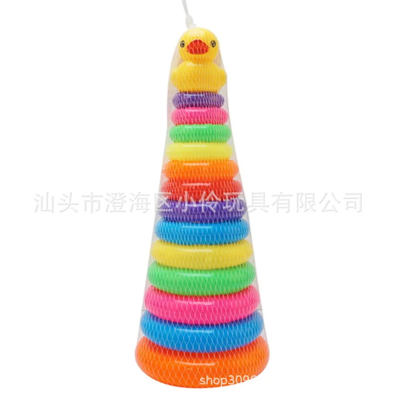 

Children Jenga Baby Stack-up Rainbow Ring Infants Early Education Toys Towel Pile Style Music Stacked Educational Toy