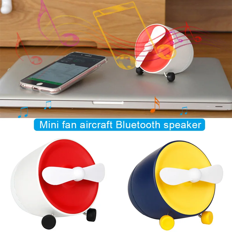 Newly Aircraft Wireless Bluetooth Speaker Mini Portable Fan Mobile Phone Universal Bass Audio DC128