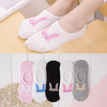 

2020 New Fashion 1Pair Cotton Comfortable Cute Rabbit Women Low Invisible Sock Slippers Girls All Season Wear Hot Sale
