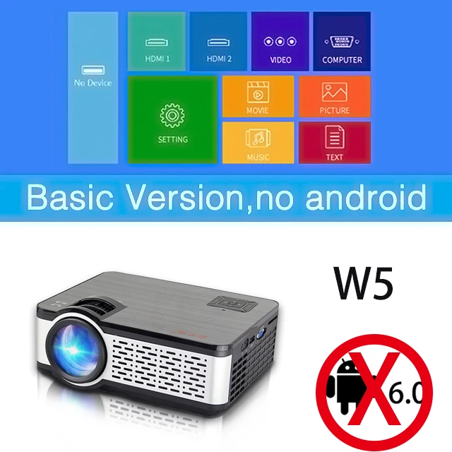 Poner Saund HD Mini Projector W5 Native 1280 x 720P LED Android WiFi Projector Video Home Cinema 3D HDMI Movie Game Proyector best 4k projector Projectors