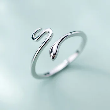 Lovely Snake Shape Open Adjustable Finger Ring for Women Simple Ring Fine Jewelry Girl Gift