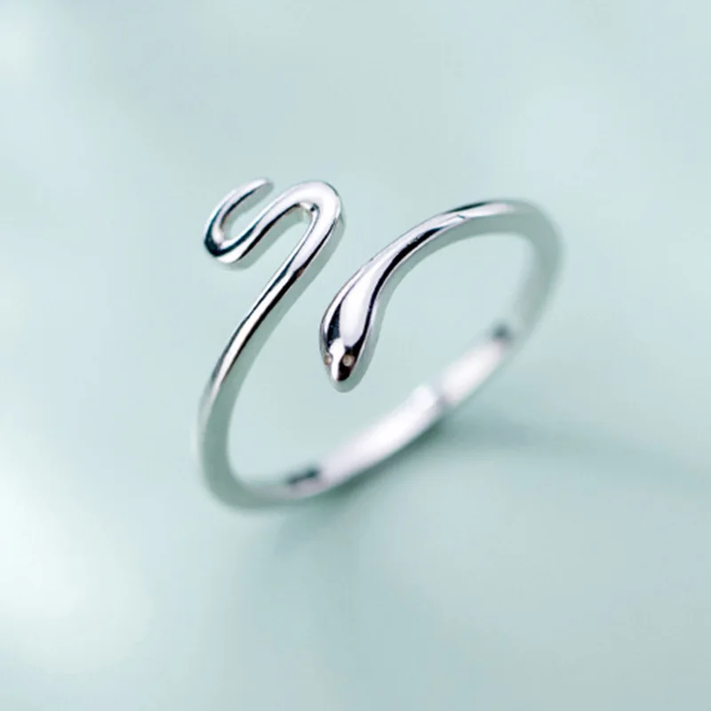 Punk Silver Color Snake Shape Open Adjustable Ring for Women Simple Personality Animal Women's Party Jewelry Gift | Украшения и