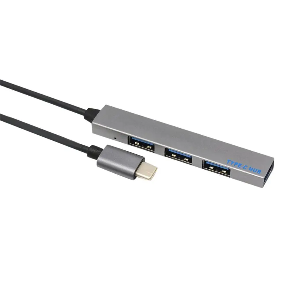 Серый 4-в-1 usb-хаб Тип с разъемами типа C и 4 usb-хаб расширитель ультра-тонкий мини Портативный 4-Порты и разъёмы USB 3,0 концентратор с Светодиодный индикатор лампы - Цвет: Серый