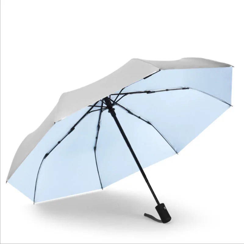 Только Jime, автоматический зонт с титановым серебряным покрытием, Одноцветный, защита от солнца, анти-УФ, три складных автоматических зонта - Цвет: 6