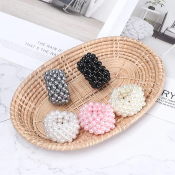 

2019 Elegant Hair Styling New Korean Pearl Scrunchie High Elastic Hair Bands Women Girls Ponytail Hair Rope Ring Accessories