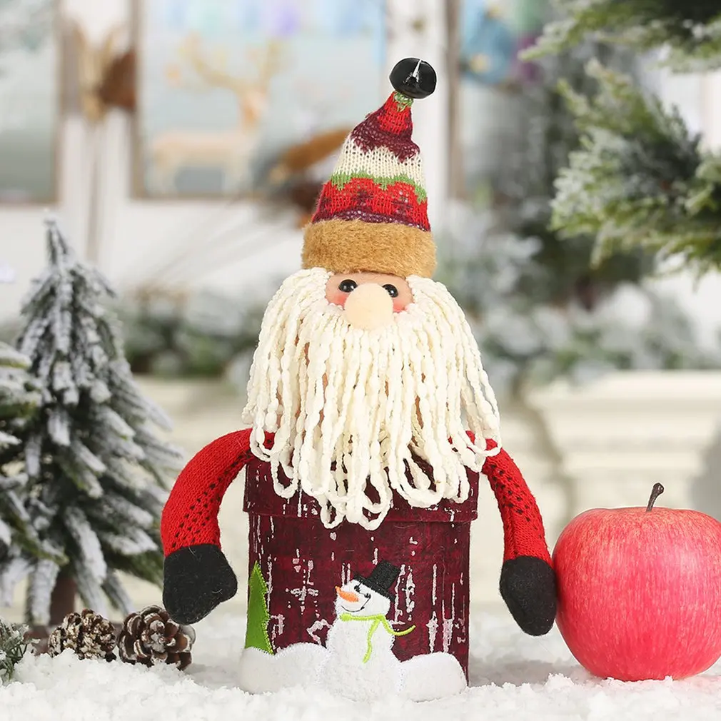 Christmas Candy Cans Bark Paper Candy Box Cartoon Doll Creative Candy Cans Christmas Decorations Old Man Snowman Deer