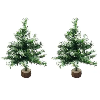 

2pcs Christmas Tree Party Layout Photo Prop Artificial Christmas Tree Festive Decoration Of Small Wooden Pile Christmas Tree