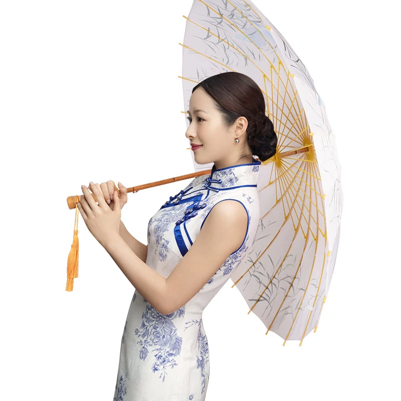Китайская Мода ретро 24 кости пейзаж живопись длинная ручка с зонтиком дамы солнцезащитный водонепроницаемый зонтик мужской подарок зонтик