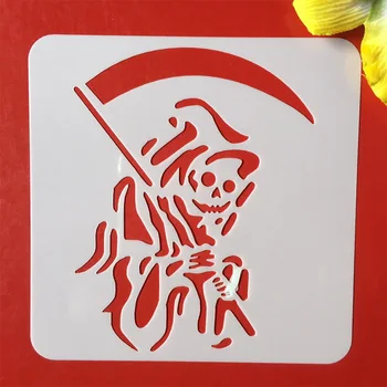 

New 5*5inch Blade Ghost Skull Halloween DIY Layering Stencils Painting Scrapbook Coloring Embossing Album Decorative Template