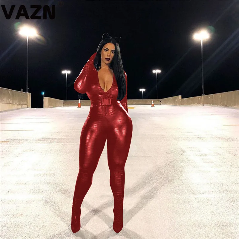 VAZN с принтом Spencil, новинка, хит, модный уличный комбинезон, Повседневный, облегающий, v-образный вырез, капюшон, сексуальные длинные штаны, тонкий длинный комбинезон