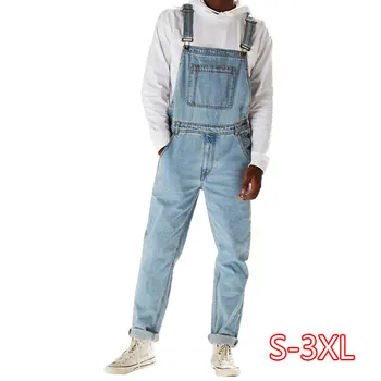 

Men Casual Jeans Denim Strap Jean Jumpsuit Loose Fitting Sleeveless Casual Feminino Overalls Dungarees Playsuit 2020