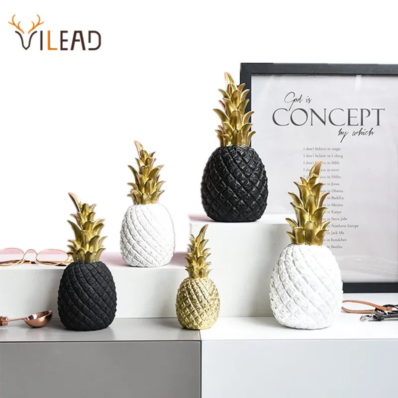 Фигурки миниатюры VILEAD в виде ананасов из смолы 3 размера золотые черные белые