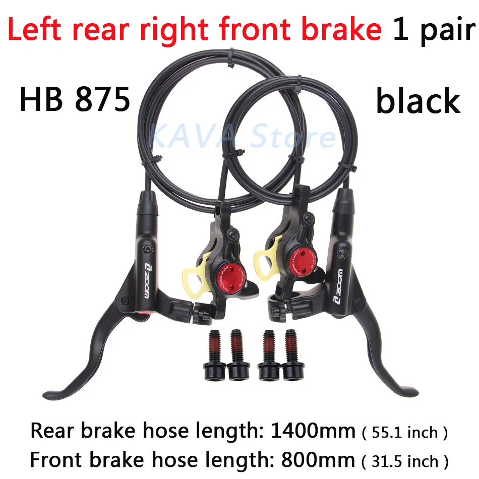 Left R right F black ZOOM HB-875 Тормоз mtb велосипед гидравлический тормоз 800/1400 мм горный велосипед масло давление дисковый тормоз набор передние и задние части велосипеда - Цвет: Left R right F black