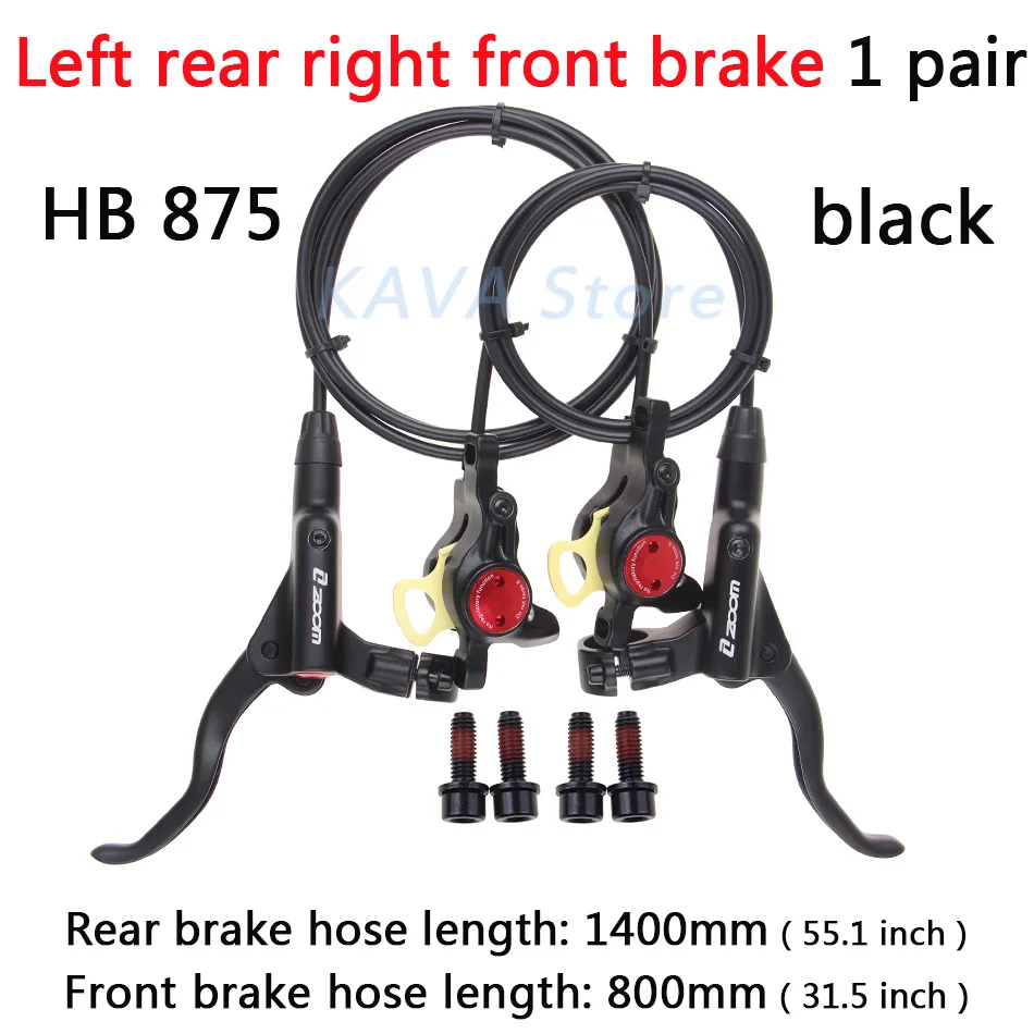 ZOOM HB-875 Тормоз mtb велосипед гидравлический тормоз 800/1400 мм горный велосипед масло давление дисковый тормоз набор передние и задние части велосипеда - Цвет: Left R right F black