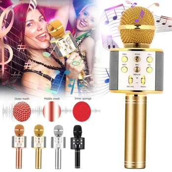 

Portable Wireless Bluetooth Karaoke Microphone Handheld Speaking Singing Mic ND998