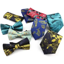 Новые узкие Цветочные Галстуки бабочка Карманный платок галстук платок с изображением бабочек галстук набор из трех предметов