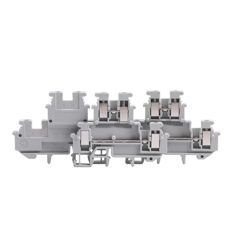 Double Layer Screw Clamp MBKKB2.5 MBKKB-2.5 DIN Rail Terminal Blocks Kit Set 500V 24A din rail terminal block