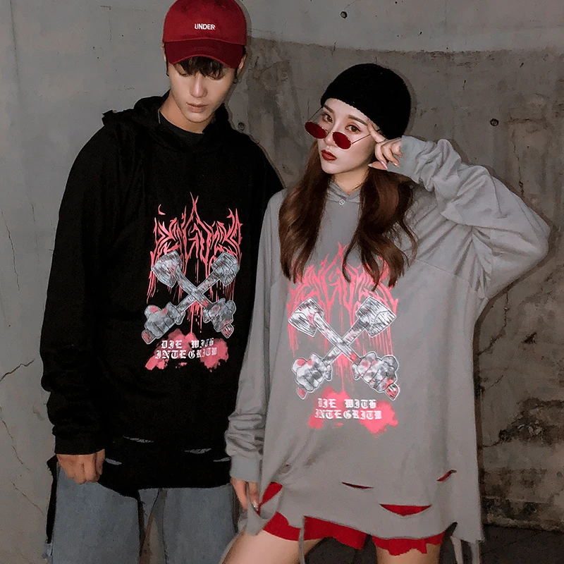 Модные флисовые толстовки с принтом, уличная одежда Harajuku, женские толстовки, Повседневный пуловер, топы, женская одежда