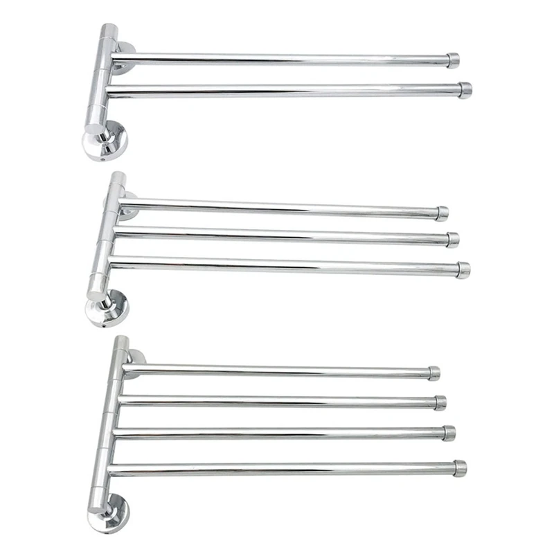 Household Stainless Steel Towel Rack Punch-free 360 Degree Rotating Towel Rack Silver Towel Rack For Bathroom