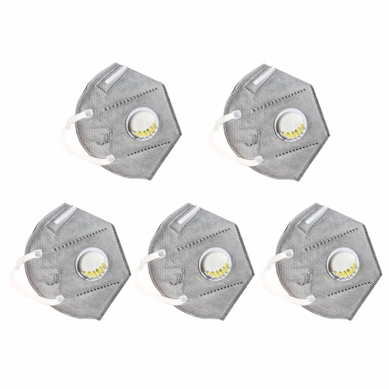 

5PCS N95 Mask Adult Folding Nonwoven Valved Dust Mask PM 2.5 Respirator Mouth Mask with Valve