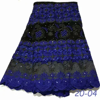 

Beautifical Flower African Guipure Lace Fabric White And Blue High Quality African Water Soluble Cord Lace Fabric 02