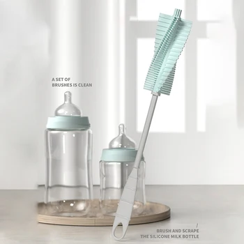 

Soft Silicone Baby Bottle Brush High Temperature Resistant Durable Narrow Neck Container Long Handle Cleaning Tool Baby Care