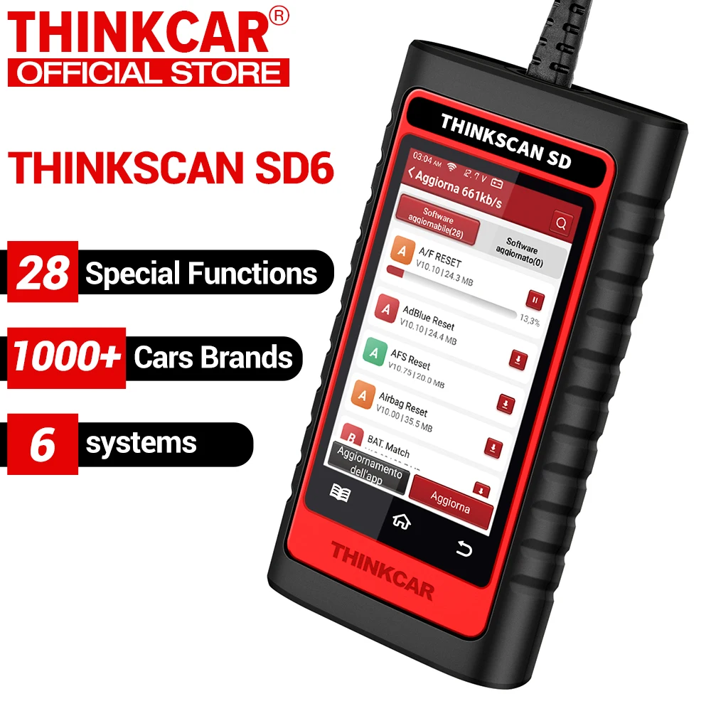 ThinkScan SD6 ABS SRS ECM TCM BCM IC OBD2 Scanner with 5 Reset Function