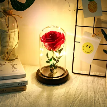 

New Simulation Rose Flower Glass Cover L-Ed String Light Home Night Light Decoration Valentine'S Day Birthday Gift