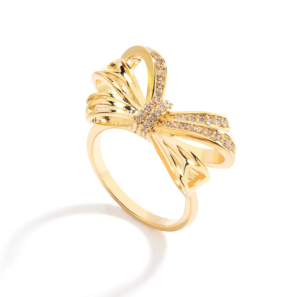 

Creative Bowknot Women's Ring Jewelry Light Luxury Exquisite Jewelry High Sense Fashion Personality Index Finger Jewelry
