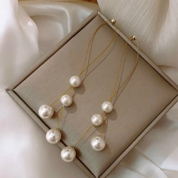 

Hot New Earings Fashion Jewelry Light Luxury High Quality Earrings Simulation Pearl Long Earrings Wholesale Earrings For Women