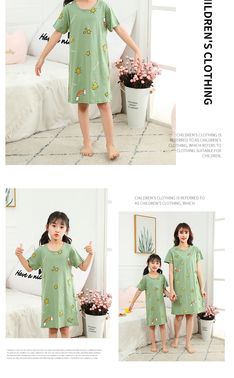 Summer Mom Daughter Night Dress Family Pajamas Sleepwear Kids Girl Nightgown Pajamas for Teen Girls Kids Pajamas Dress adonna nightgowns	