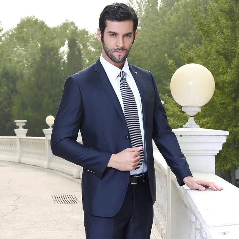 

Custom Made Navy Blue Mens Suits Groom Tuxedos for wedding tuxedos Best Man Suit Men's Wedding Suits Jacket+Pants
