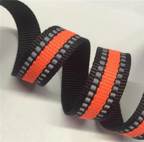 Orange2.5cm 50 м нейлоновая Светоотражающая тесьма для багажа ПЭТ Тяговая веревка двойная Перемычка линия DIY светоотражающий материал для одежды аксессуары - Цвет: Orange2.5cm