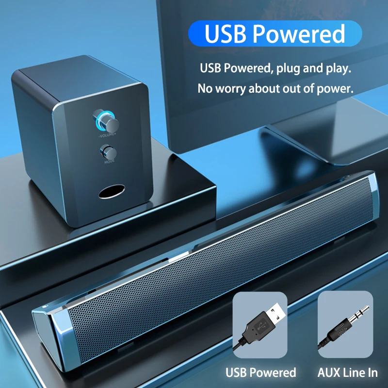 2020 TV Sound Bar USB Wired and Wireless Bluetooth