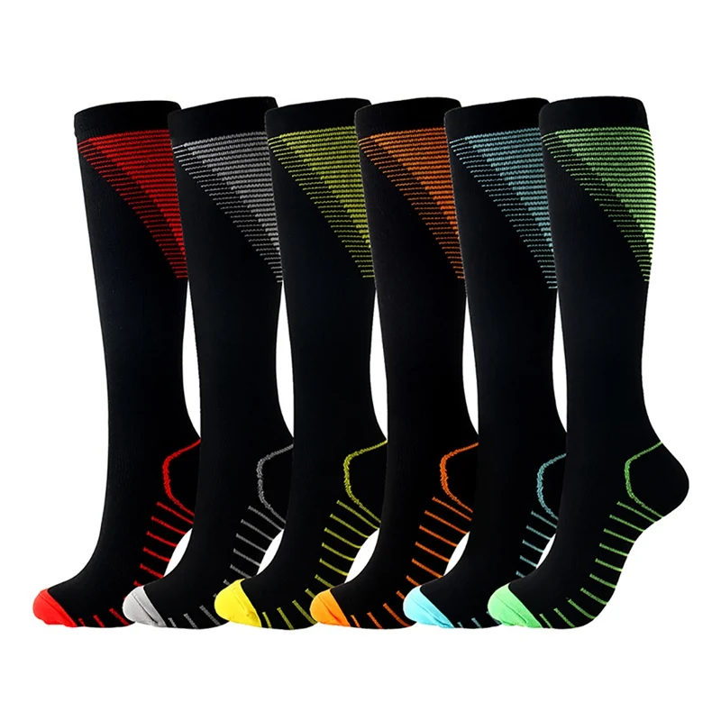 Men Women Knee High/Long Compression Socks Support Stretch Outdoor Running Snowboard Solid Color Long Socks 15-20 mmHg