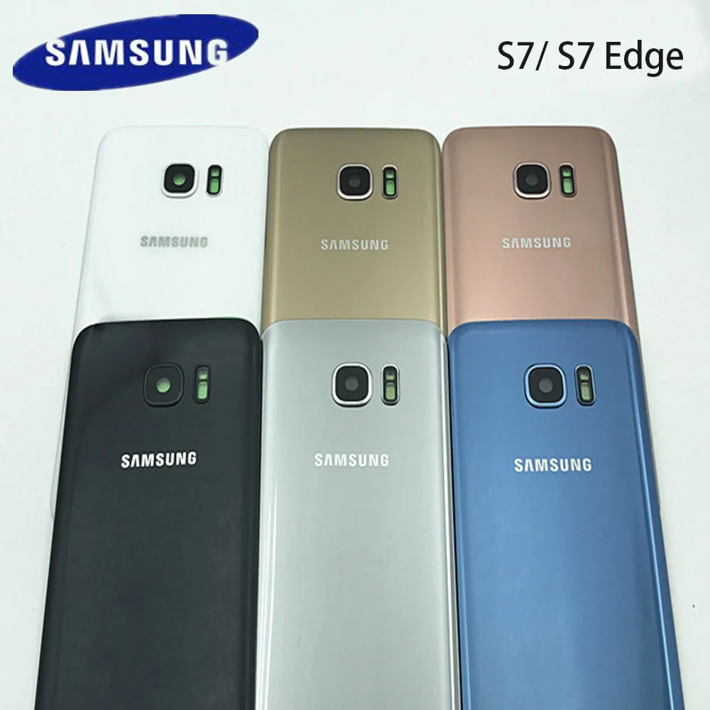 Чехол для SAMSUNG Galaxy S7 G930F/S7 EDGE G935F с задней стеклянной батареей, чехол для задней двери с объективом для камеры