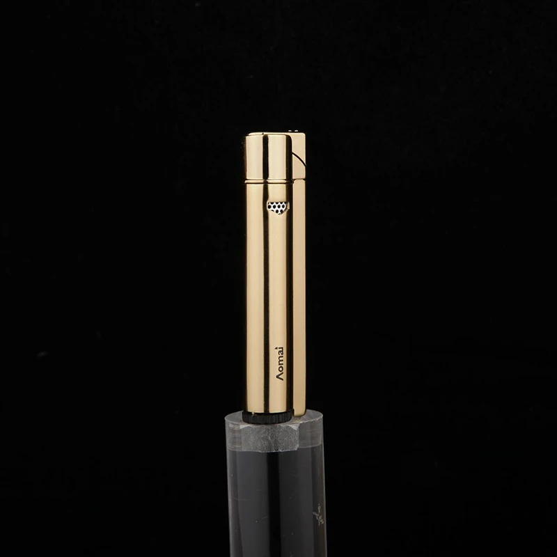 Gold Металлическая длинная полоса струйная Зажигалка фонарь турбо бутан газ 1300 C ветрозащитная Зажигалка прямая пожарная Сварка сигары сигареты зажигалки - Цвет: Gold