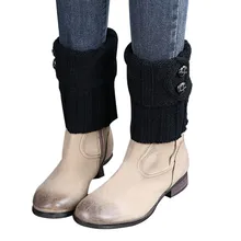 Женские зимние гетры короткие Вязаные Вязание пуговица длинные носки сапоги манжеты носки calentadores de pierna mujer носки