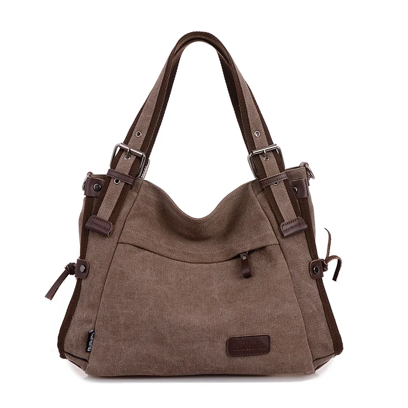 Винтажная холщовая женская сумка высокого качества через плечо сумки для женщин большой емкости женские дорожные сумки повседневные сумки - Цвет: Brow
